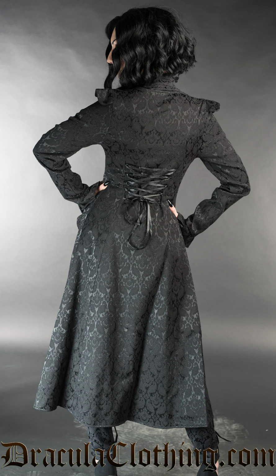 Black Brocade EGA Coat - Image 3