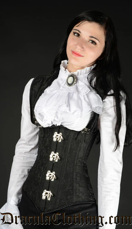Black Brocade Apocalyptic Clasp Corset - Image 3