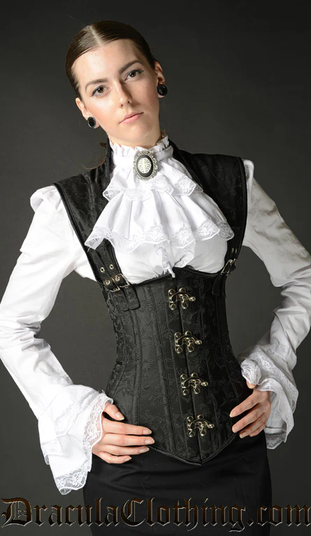 Black Brocade Apocalyptic Clasp Corset - Image 6