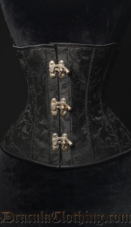 Black Brocade Clasp Corset - Image 3