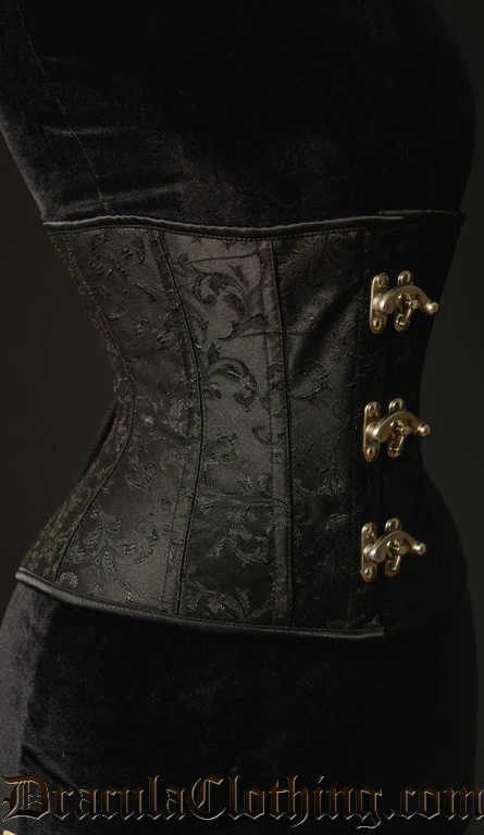 Black Brocade Clasp Corset - Image 4