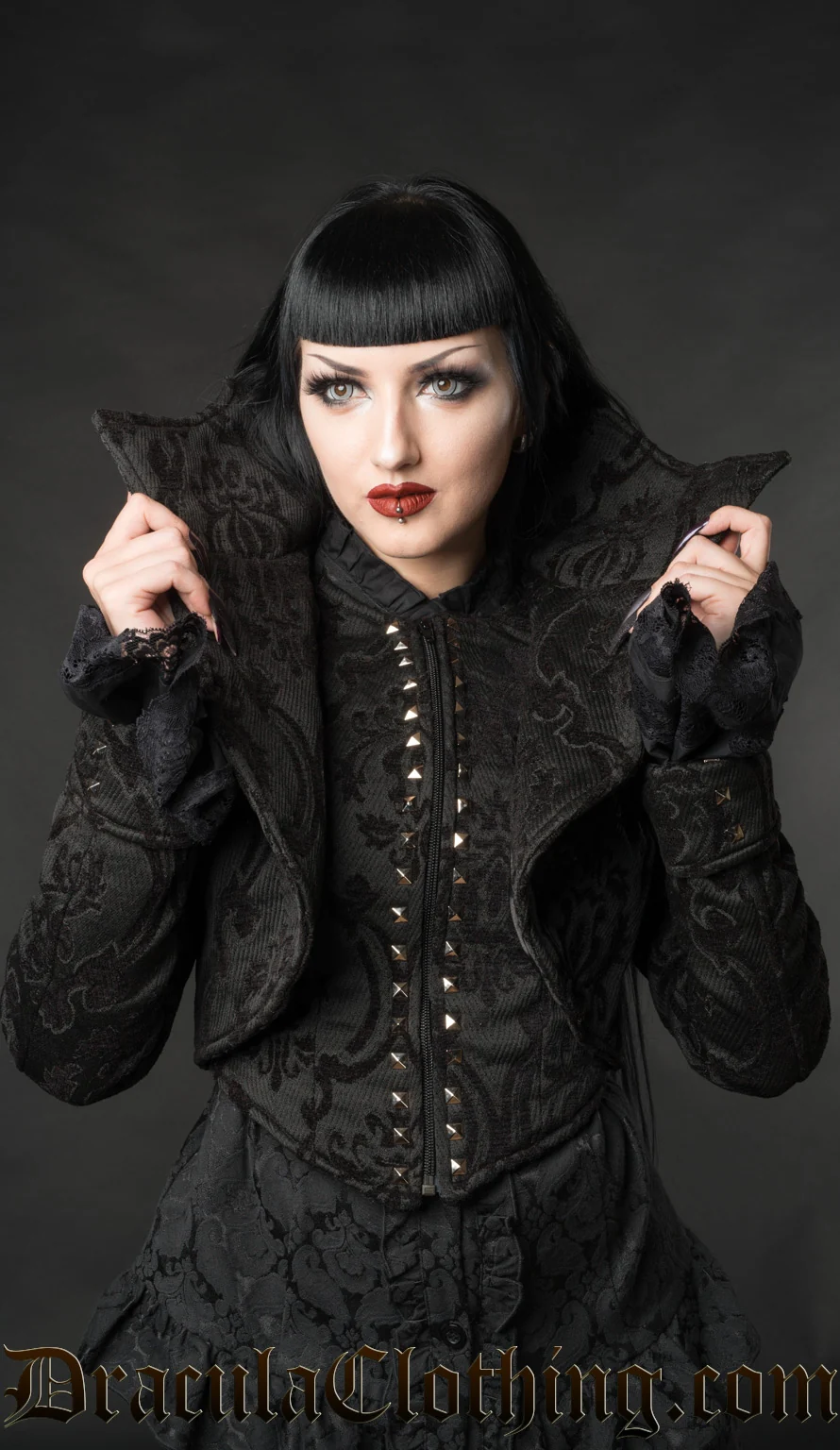 Black Brocade Evil Queen Jacket - Image 4