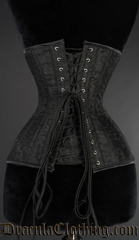 Black Brocade Extreme Waist Corset - Image 3