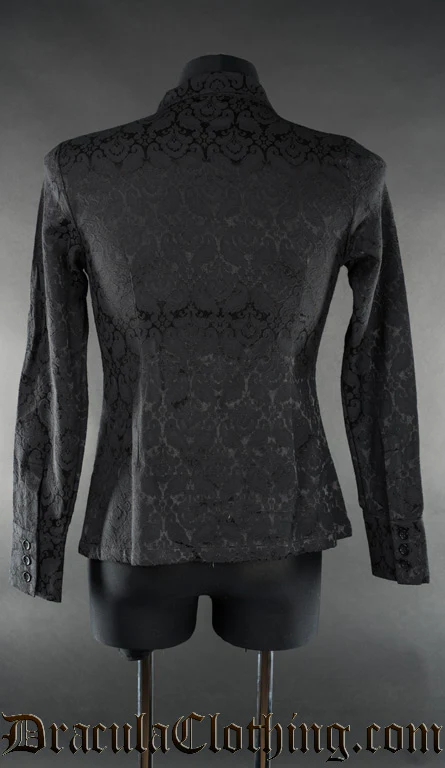 Black Brocade Naval Shirt - Image 3