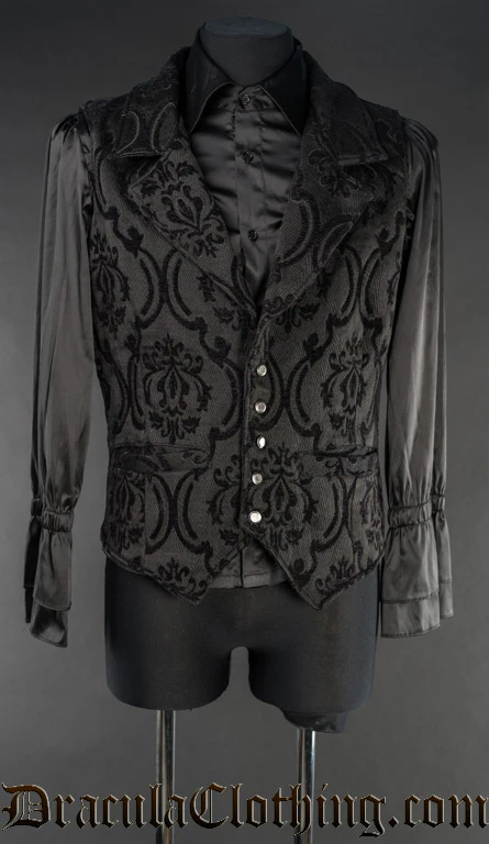 Black Brocade Waistcoat - Image 4