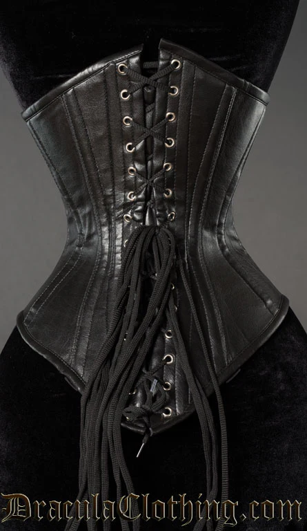 Black Faux Leather Officer Corset - Image 3