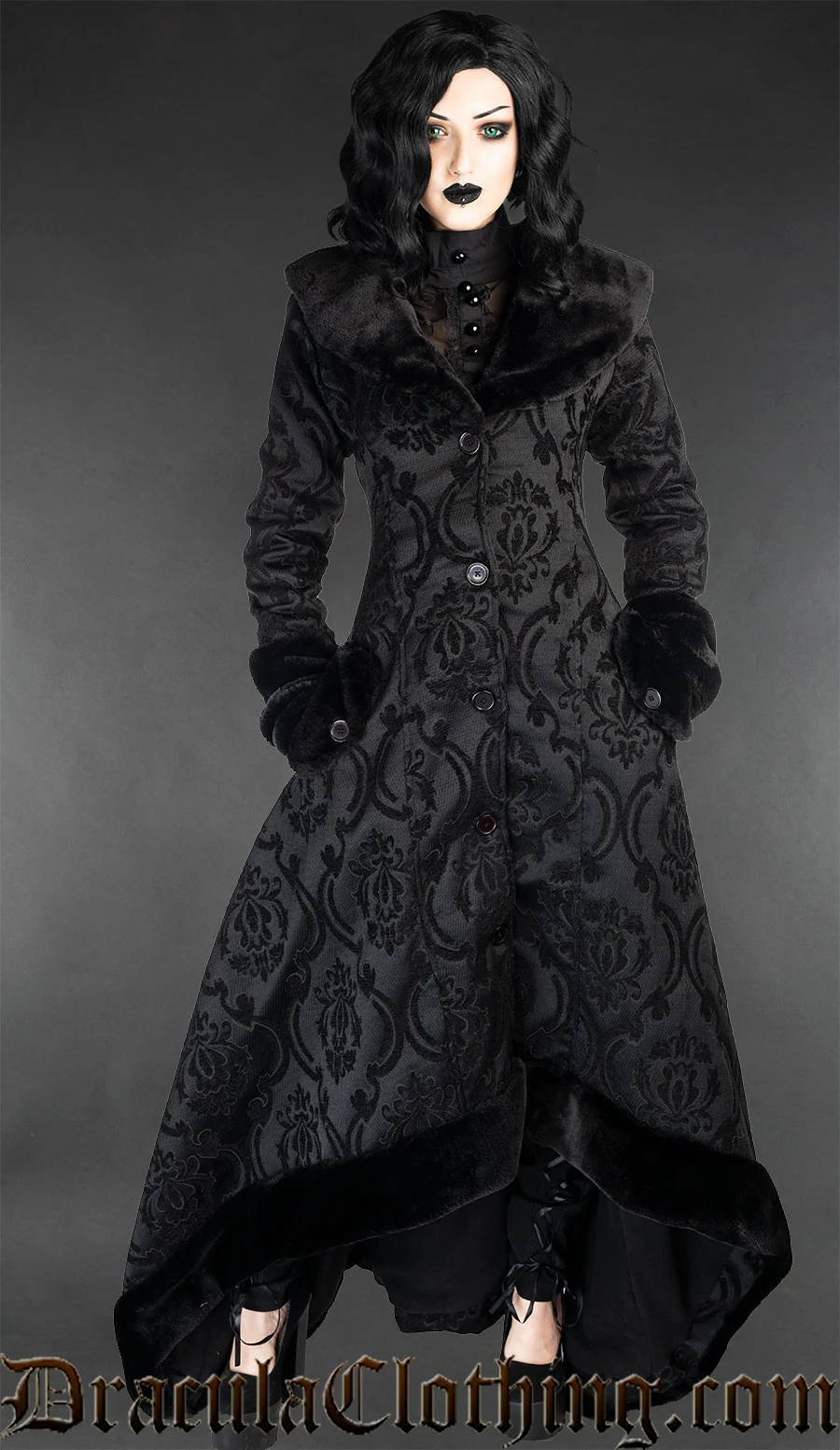 Black Pocket Winter Coat - Image 3