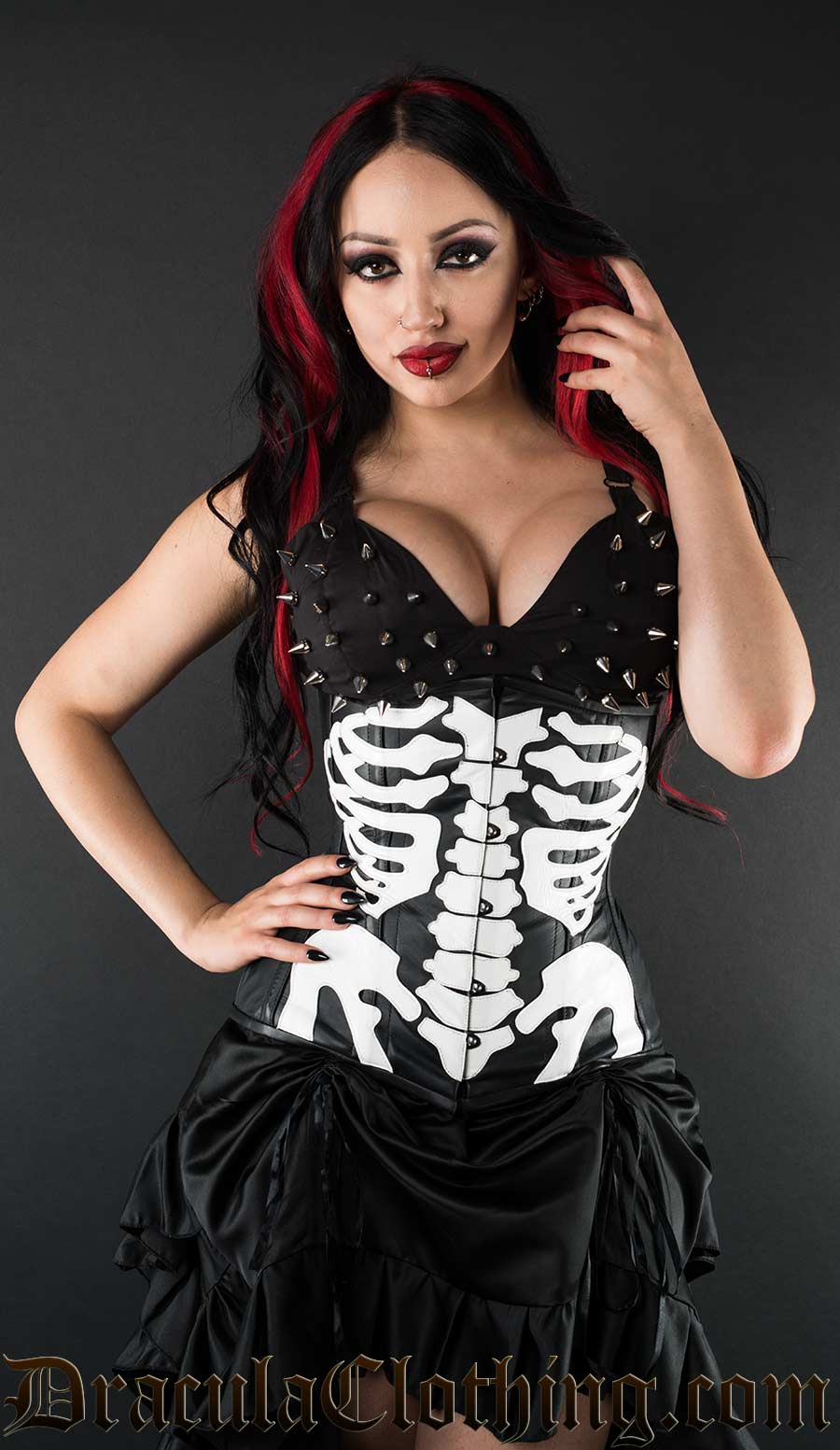Faux Leather Skeleton Underbust Corset - Image 3