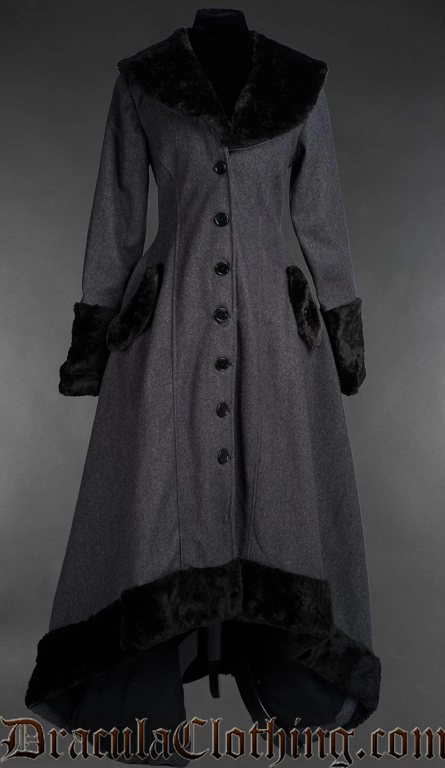 Grey Wool Pocket Winter Coat - Image 3