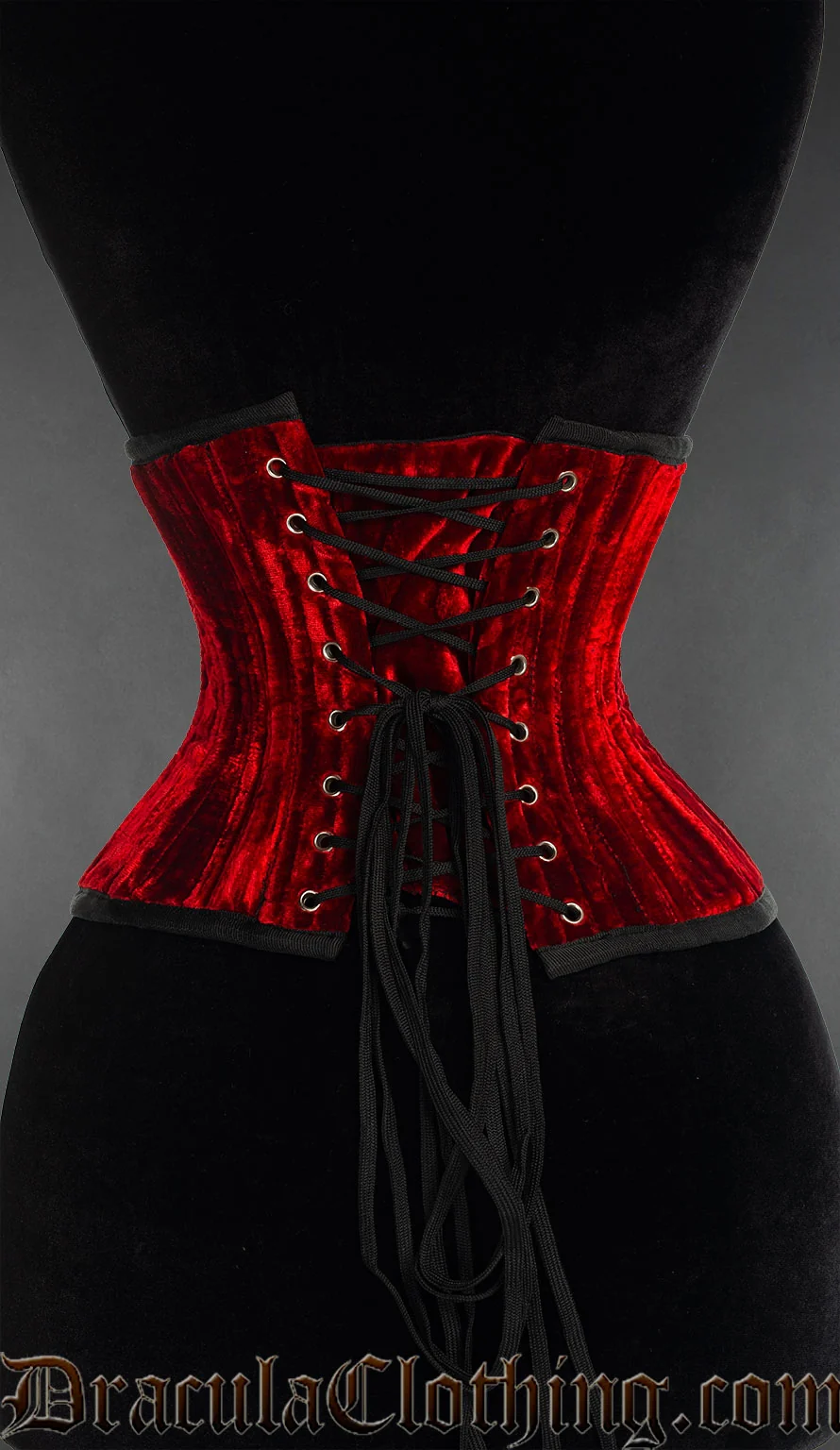 Red Velvet Double Boned Waist Cincher - Image 3