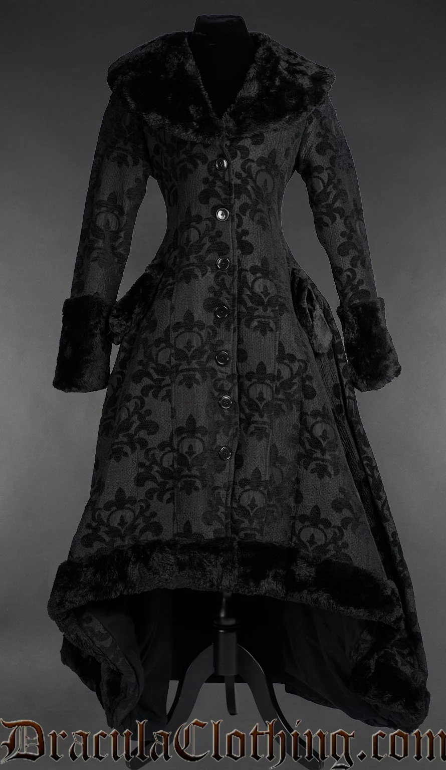 Skull Brocade Pocket Winter Coat - Image 3